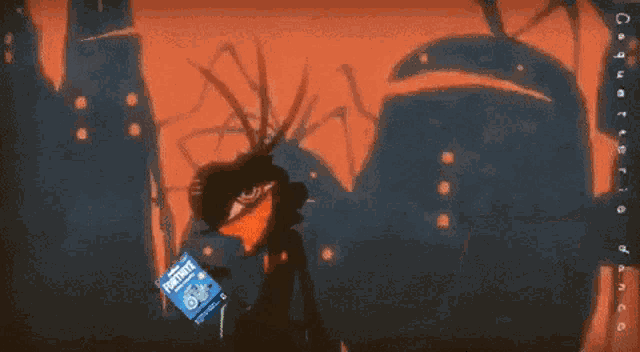 a cartoon character holding a fortnite item