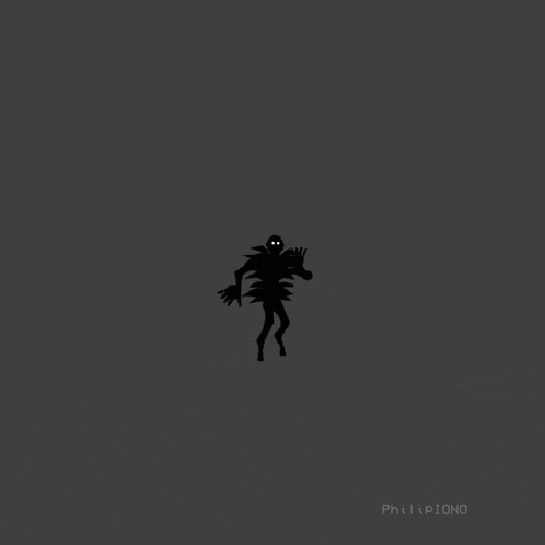 a silhouette of a monster with the name philip on it