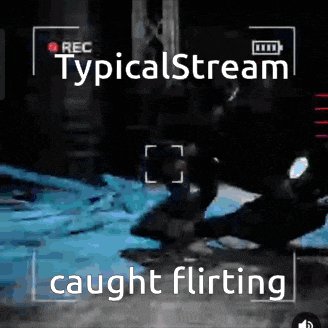 a video of a person being caught flirting with the words typical stream caught flirting