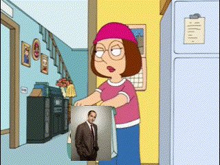 a woman in a pink hat is holding a picture of a man in a suit