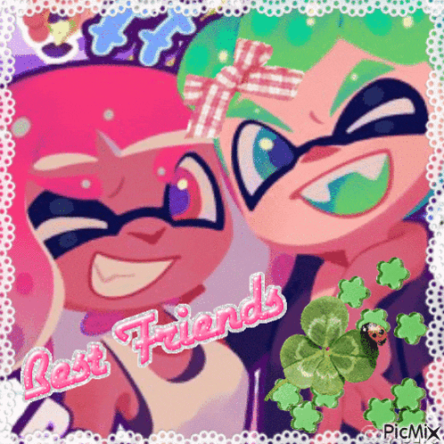 a picture of two cartoon characters with the words best friends written above them