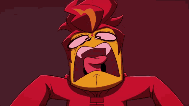 a cartoon character is making a surprised face with his mouth wide open