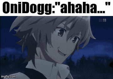 a picture of a anime character with the words oni dogg 's ' ahaha ' on it