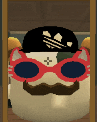 a pixel art of a cat wearing sunglasses and a hat with an adidas logo on it