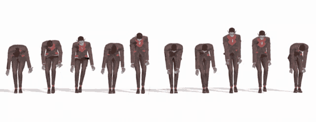 a row of people standing next to each other