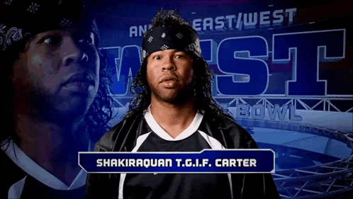 a man named shakiraquan t.g.i.f. carter is standing in front of a bowl