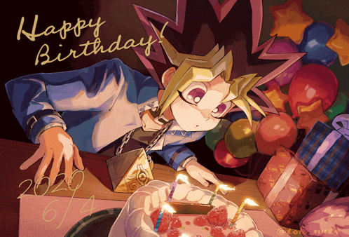 a drawing of a boy celebrating his birthday with the year 2020 on the bottom