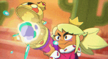 a cartoon of a girl with a crown on her head holding a gun