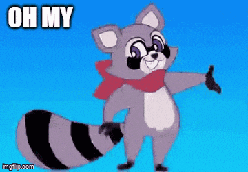 a cartoon raccoon says oh my it 's costs o $ dollars