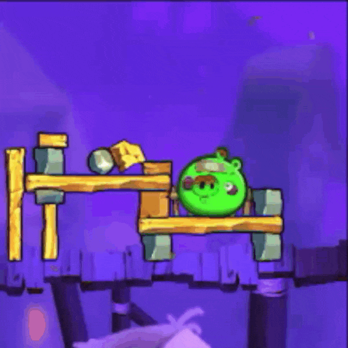 an angry birds game shows a red bird being hit by a yellow bird