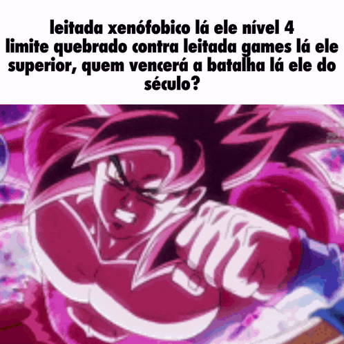 a picture of a cartoon character with a caption that says leitada xenofobico la ele nivel 4 limite quebrado contra leitada games