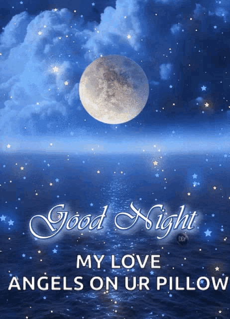 a good night message with a full moon in the sky