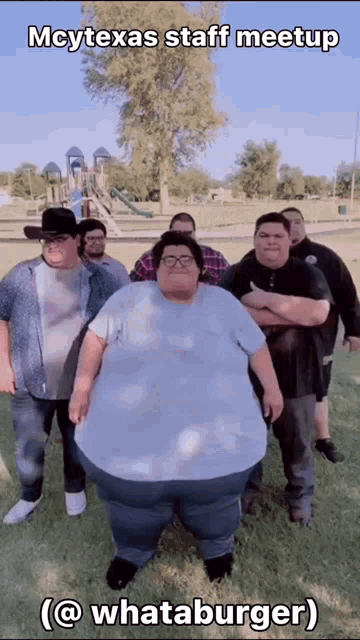 a group of men standing next to each other with the caption " mcytexas staff meetup @whataburger ) "