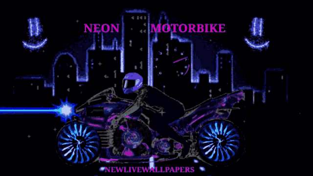 a neon motorbike with a purple helmet on it