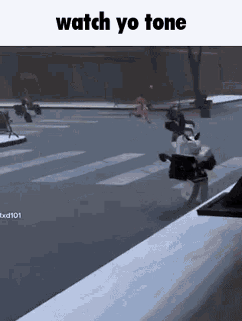 a person is running across a street while a motorcycle is driving past .