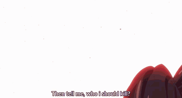 a close up of a girl with red hair and the words then tell me who i should kill