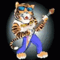 a cartoon of a tiger wearing sunglasses and holding a guitar .