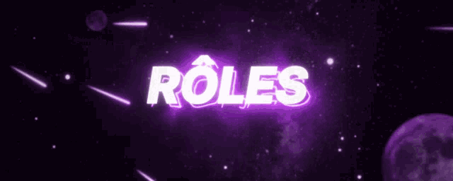 a purple background with the word roles in white