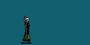 a pixel art of a person with a lightning bolt