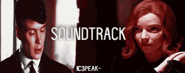 a poster for the soundtrack of ic3peak with a man and a woman