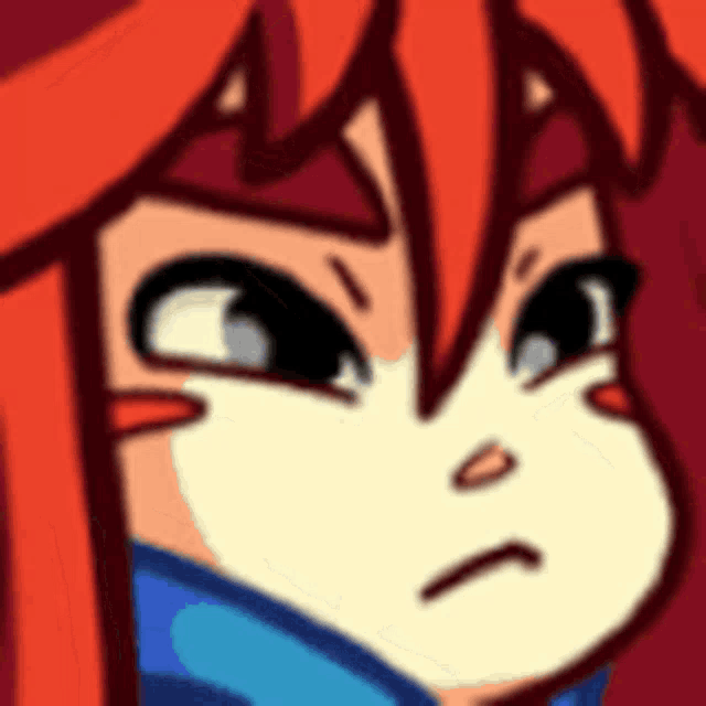 a close up of a cartoon character 's face with a serious look on his face .