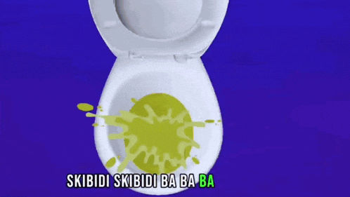 a cartoon character is sitting on a toilet with the words i 'm skibidi ennui skibidi bop
