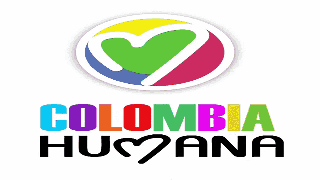 a colorful logo for colombia humana with a heart on it