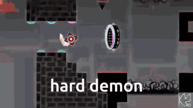 a video game with the words hard demon on the bottom right