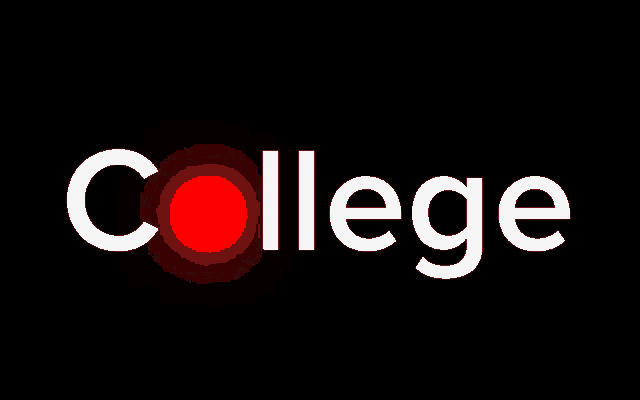 the word college is displayed in white letters on a black background