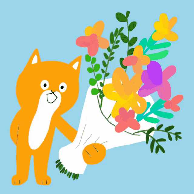 Flowers For You Bouquet GIF - Flowers For You Bouquet Cat GIFs