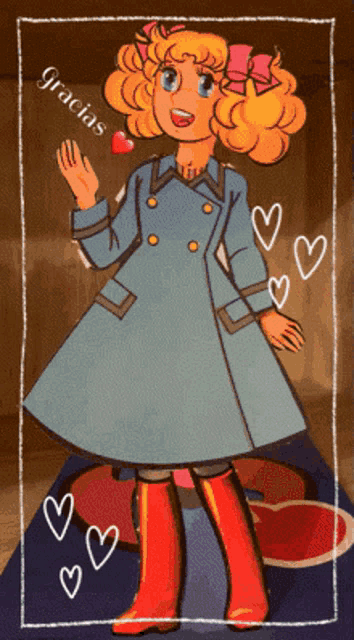a cartoon of candy cane with the word gracias on the bottom right