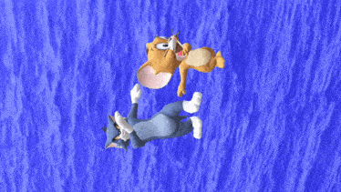 a cartoon of tom and jerry falling in the air
