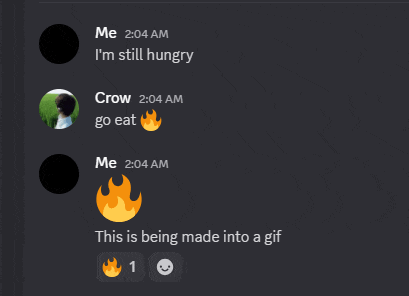 a screenshot of a conversation between crow and me shows that crow is still hungry