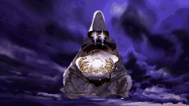 a painting of a pyramid with a crab inside of it