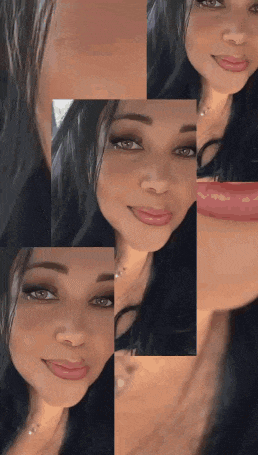 a close up of a woman 's face with a lot of different angles .