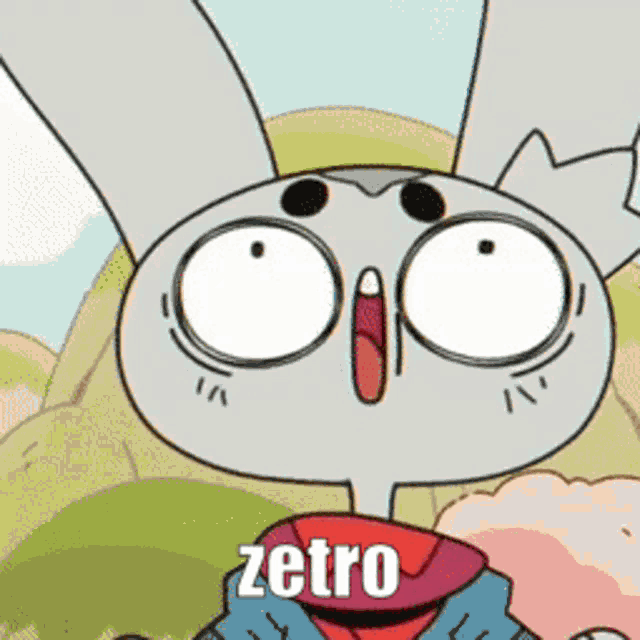 a cartoon rabbit with a crown on its head and the word zetro below it