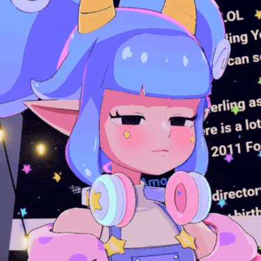 a cartoon of a girl wearing headphones with the year 2011 on the bottom left