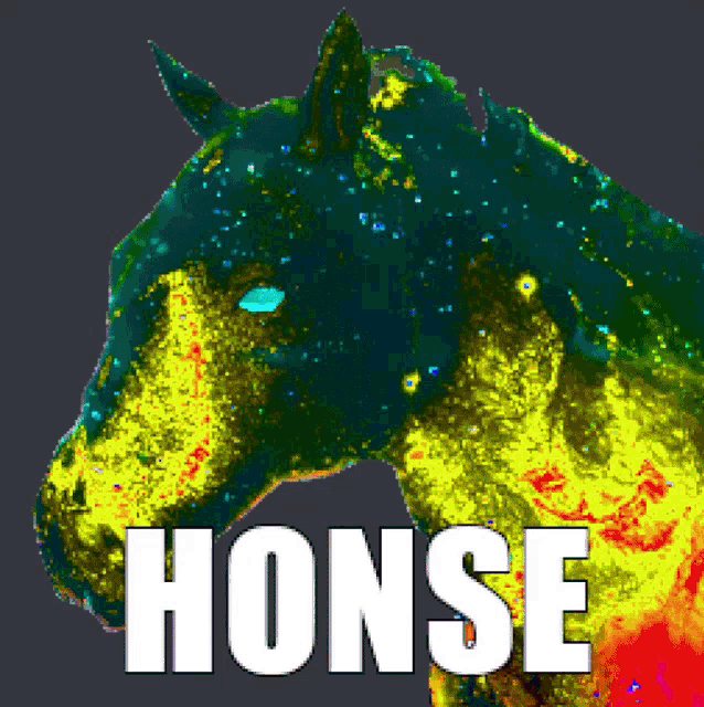 a picture of a horse with the word honse written below it