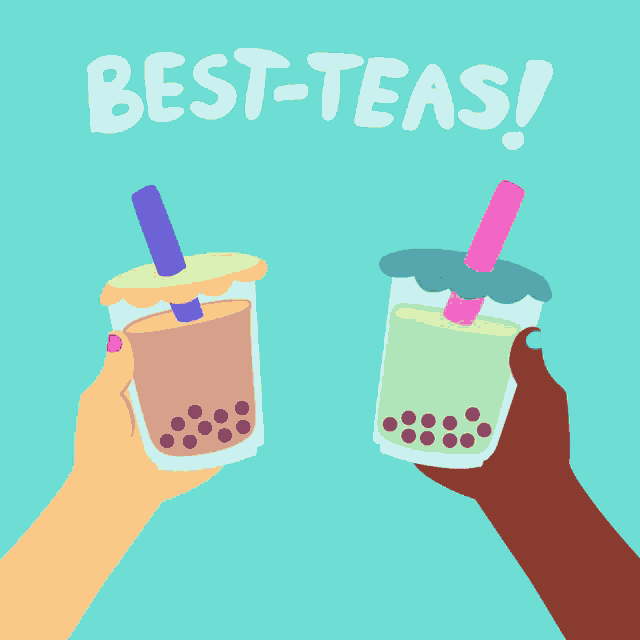 two hands toasting with two cups of tea with the words best-teas written above them