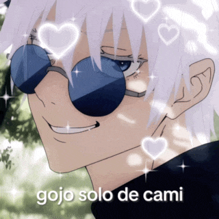 a picture of a boy wearing sunglasses with the words gojo solo de cami below him