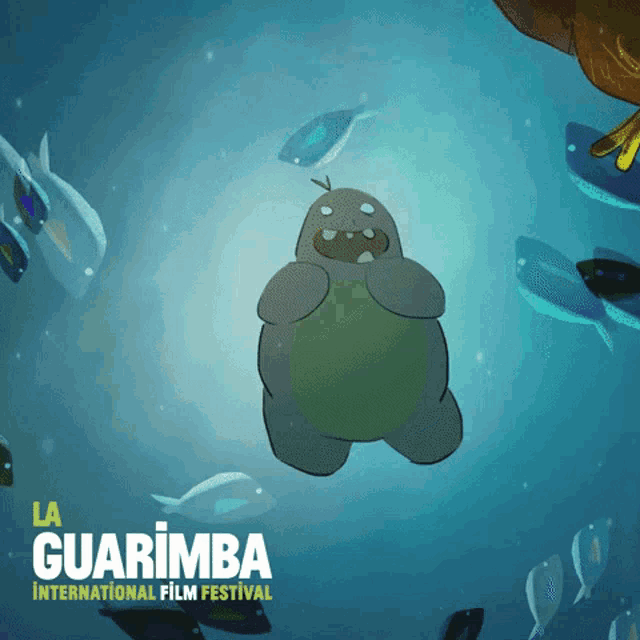 a poster for la guarimba international film festival with a cartoon character
