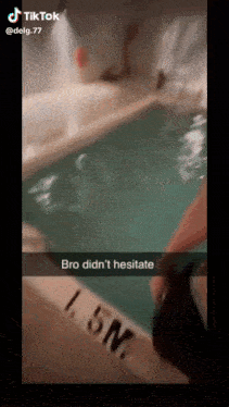 a tiktok video of a person standing in a swimming pool
