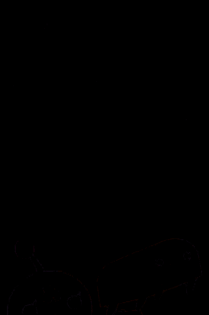 a rainbow of colors on a black background with a red , purple , orange , and white bar .
