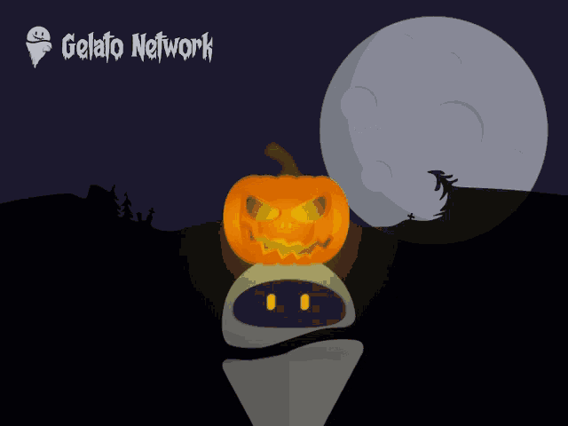 a cartoon drawing of a pumpkin with the words gelato network written on the bottom
