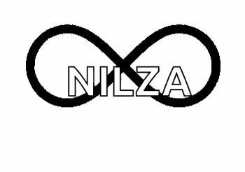 a black and white heart with the name nilza inside of it