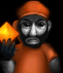 a man with a beard and hat is holding a diamond