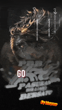 a picture of a dragon with the word go written on it