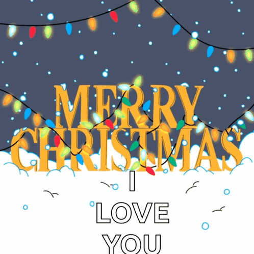 a merry christmas greeting card with christmas lights and the words i love you