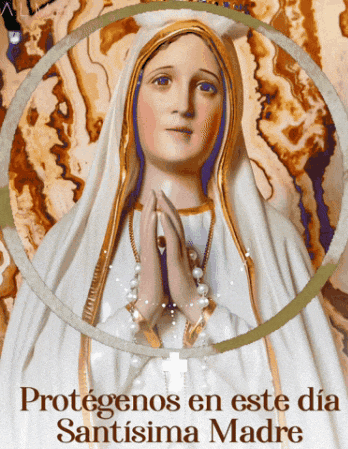 a painting of the virgin mary with the words protegenos en este dia santisima madre below it