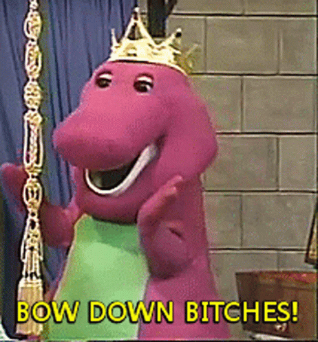Barney Bow Down Bitches GIF - Barney Bow Down Bitches Bow Down GIFs